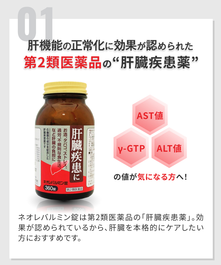 01肝機能の正常化に効果が認められた第2類医薬品の肝臓疾患薬
